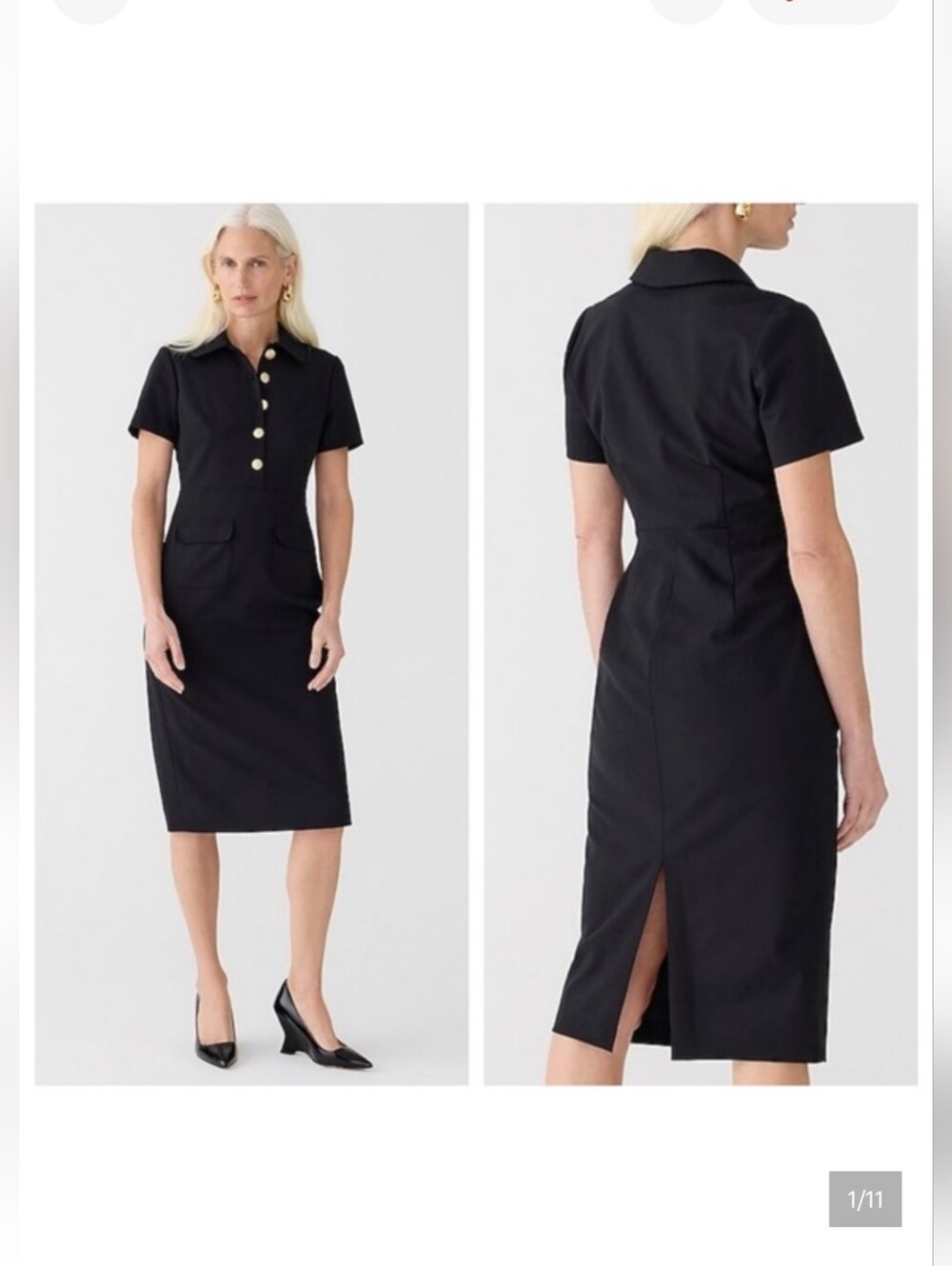 J. Crew Black Collared Sheath Dress
